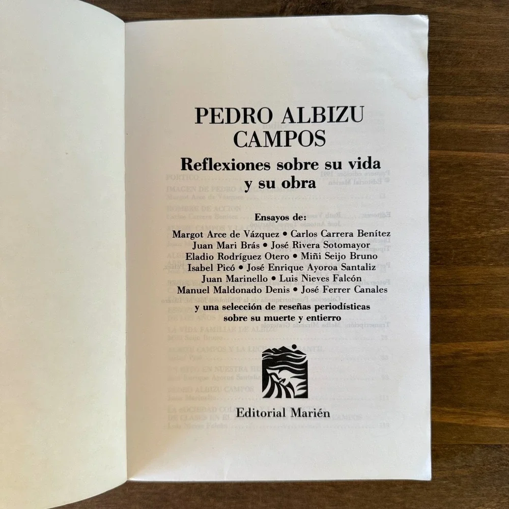 Vintage 1991 Pedro Albizu Campos Reflexiones Vida Obra Puerto Rico Book Libro